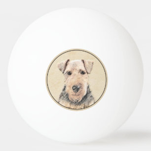 Welsh Terrier Painting - Cute Original Dog Art Ping Pong Ball