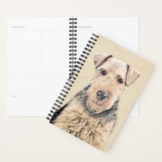 Welsh Terrier Painting - Cute Original Dog Art Planner (Display)