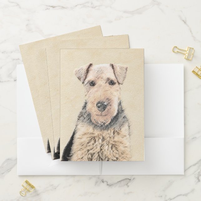 Welsh Terrier Painting - Cute Original Dog Art Pocket Folder (In Situ)