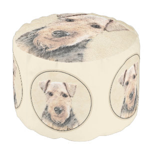Welsh Terrier Painting - Cute Original Dog Art Pouf