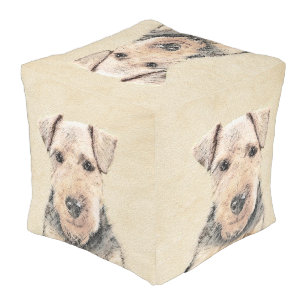 Welsh Terrier Painting - Cute Original Dog Art Pouf