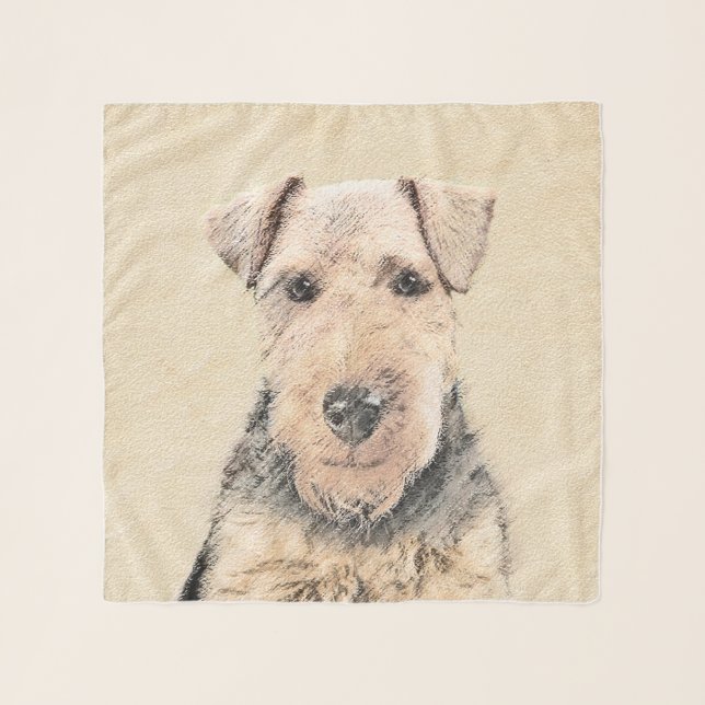 Welsh Terrier Painting - Cute Original Dog Art Scarf (Front (Horizontal))