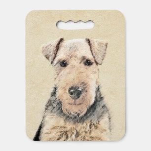 Welsh Terrier Painting - Cute Original Dog Art Seat Cushion