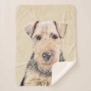Welsh Terrier Painting - Cute Original Dog Art Sherpa Blanket