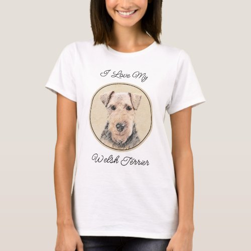 Welsh Terrier Painting _ Cute Original Dog Art T_Shirt