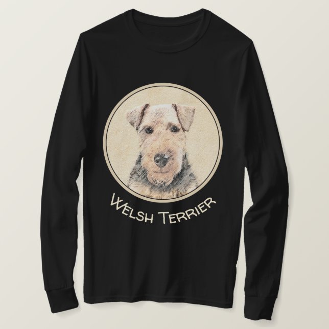 Welsh Terrier Painting - Cute Original Dog Art T-Shirt (Design Front)