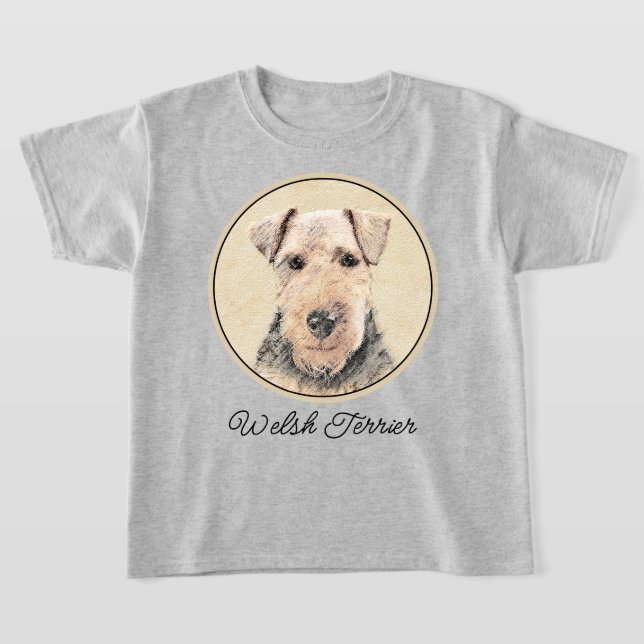 Welsh Terrier Painting - Cute Original Dog Art T-Shirt (Laydown)