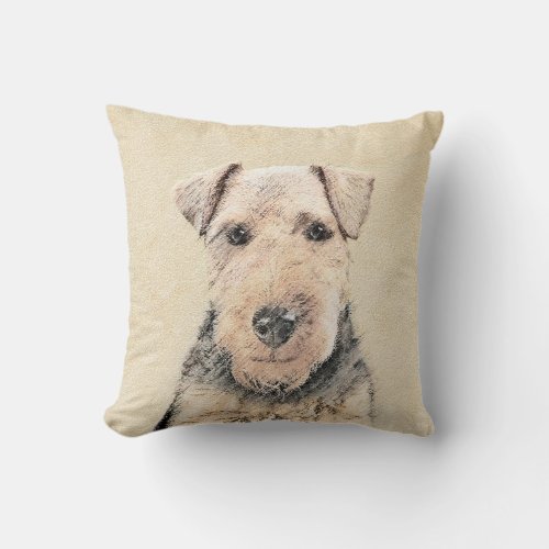 Welsh Terrier Painting _ Cute Original Dog Art Throw Pillow