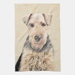 Welsh Terrier Painting - Cute Original Dog Art Towel