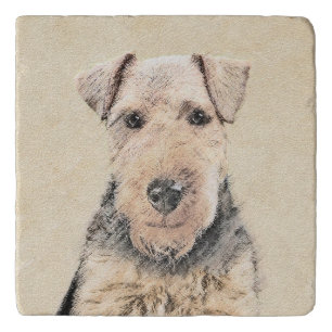 Welsh Terrier Painting - Cute Original Dog Art Trivet