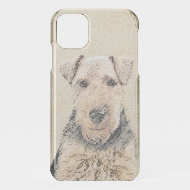 Welsh Terrier Painting - Cute Original Dog Art Uncommon iPhone Case (Back)