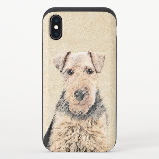 Welsh Terrier Painting - Cute Original Dog Art Uncommon iPhone Case (Back)