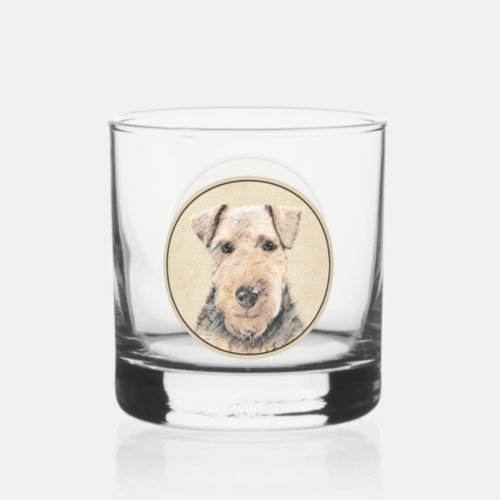 Welsh Terrier Painting _ Cute Original Dog Art Whiskey Glass