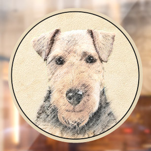Welsh Terrier Painting - Cute Original Dog Art Window Cling