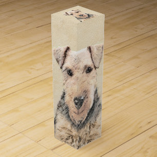 Welsh Terrier Painting - Cute Original Dog Art Wine Box