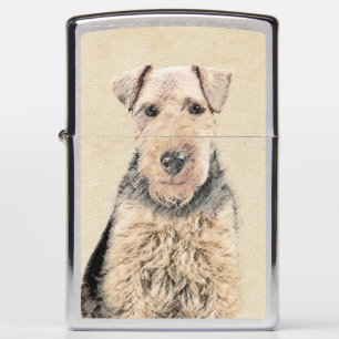 Welsh Terrier Painting - Cute Original Dog Art Zippo Lighter