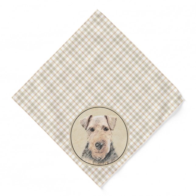 Welsh Terrier Painting WT Cute Original Dog Art Bandana (Front)