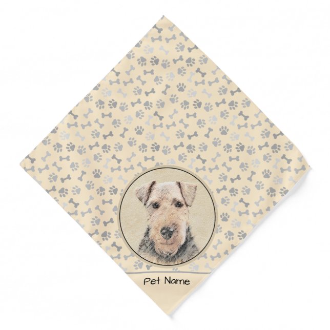 Welsh Terrier Painting WT Cute Original Dog Art Bandana (Front)
