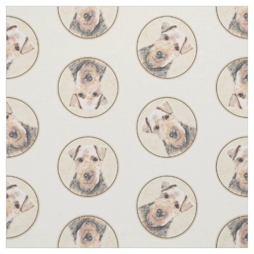Welsh Terrier Painting WT Cute Original Dog Art Fabric
