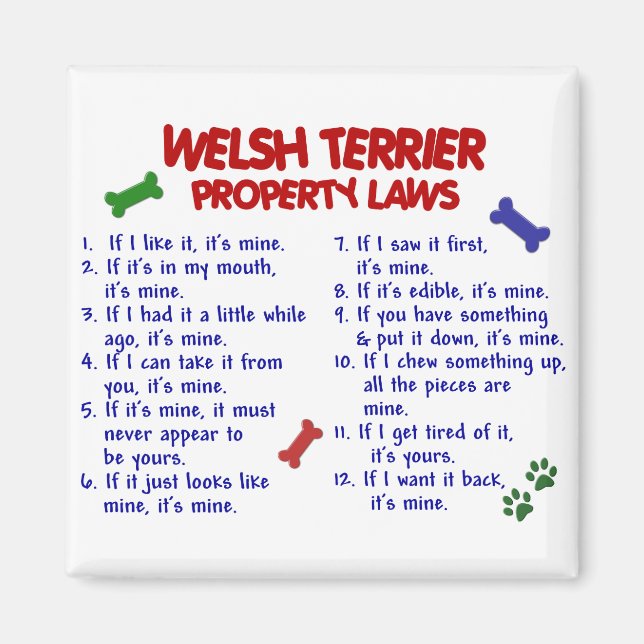 WELSH TERRIER Property Laws 2 Magnet (Front)