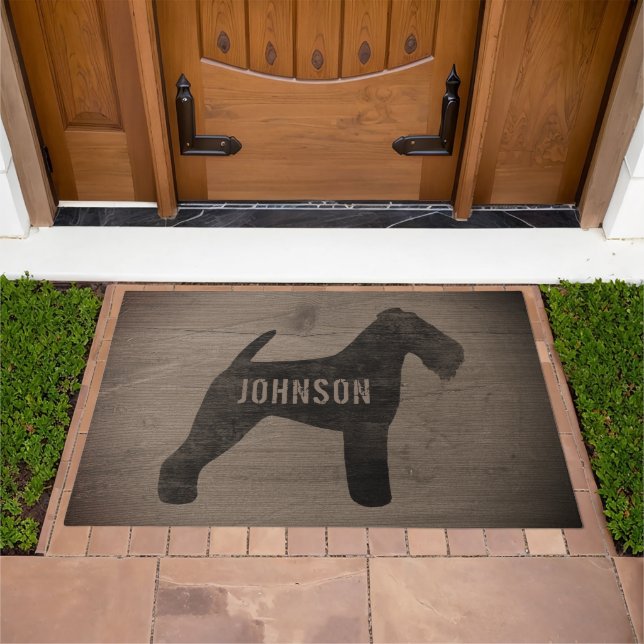 Welsh Terrier Silhouette Personalized Dog Breed Doormat (Outdoor)