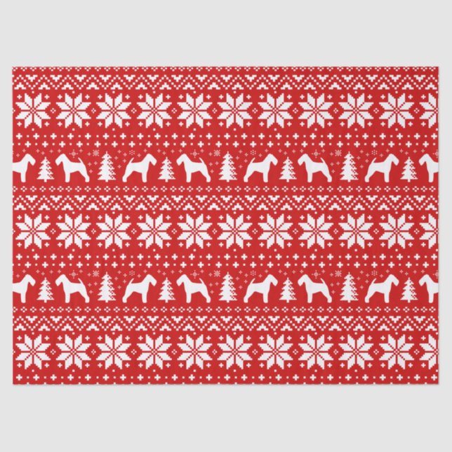 Welsh Terrier Silhouettes Christmas Pattern Red Tissue Paper (Front)