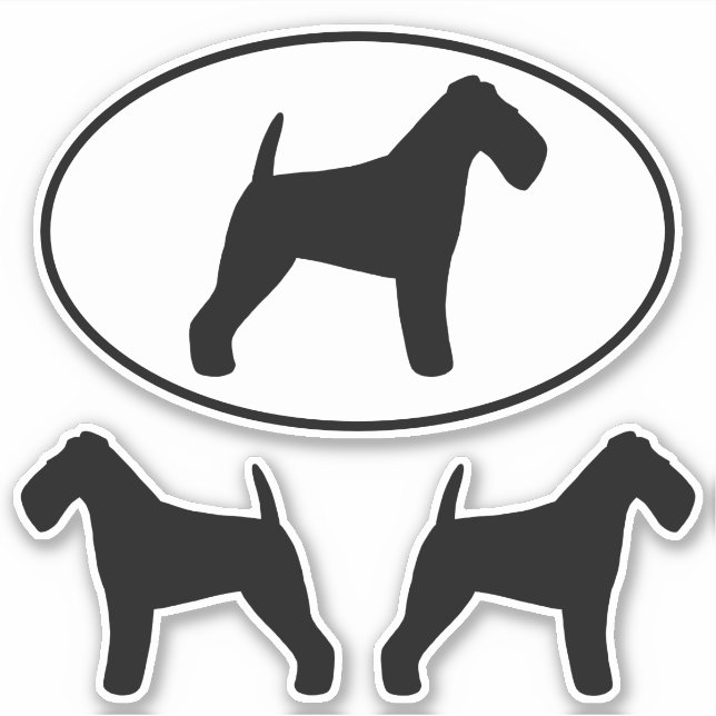Welsh Terrier Silhouettes Vinyl Sticker Set (Front)