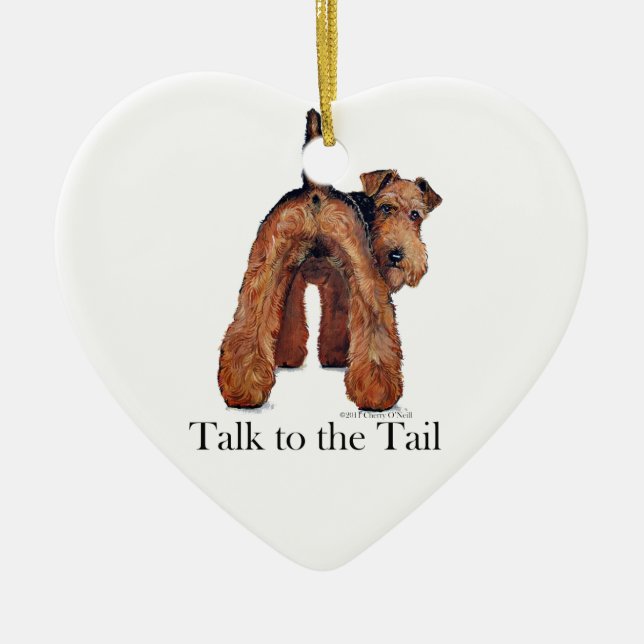 Welsh Terrier Tail Ceramic Ornament (Front)