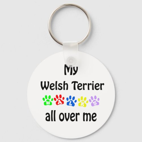 Welsh Terrier Walks Design Keychain