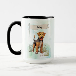 Welsh Terrier Watercolor Personalized Dog Mug