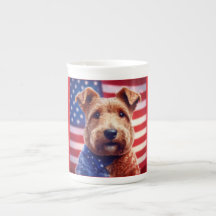 Welsh Terrier With American Flag And Bandana