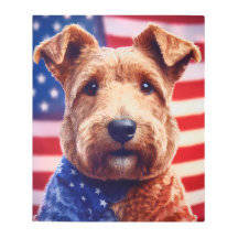 Welsh Terrier With American Flag And Bandana