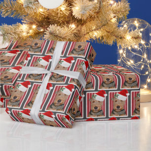 Welsh Terrier with Santa Claus Hat Wrapping Paper