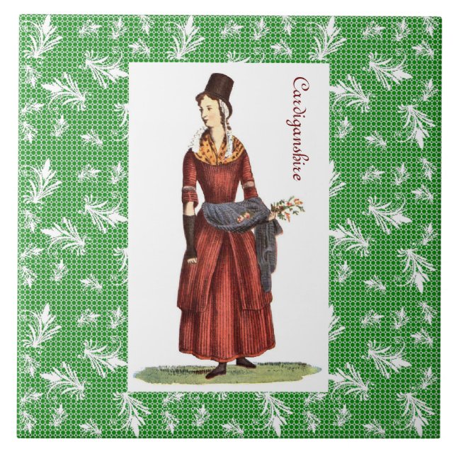 Welsh Traditional Costume - Cardiganshire Ceramic Tile (Front)