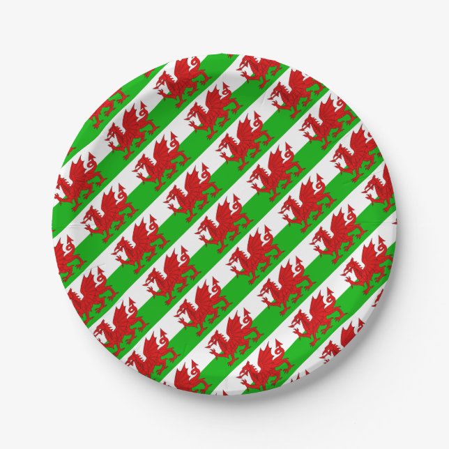 Welsh / Wales Flag - Cymru High Quality Image Paper Plates (Front)