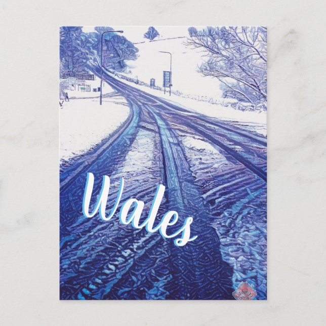 Welsh Winter Road Postcard (Front)