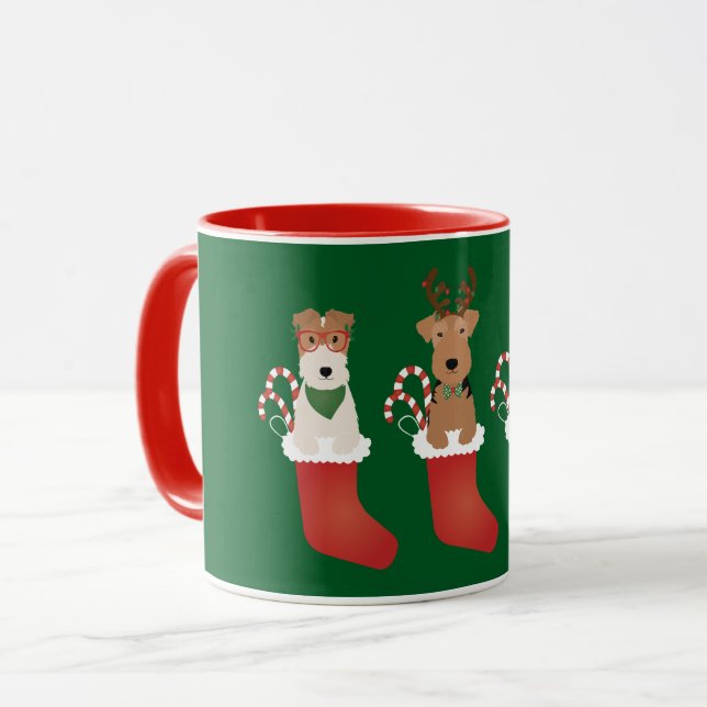 Welsh Wire Fox Terrier Dogs Christmas Mug (Front Left)