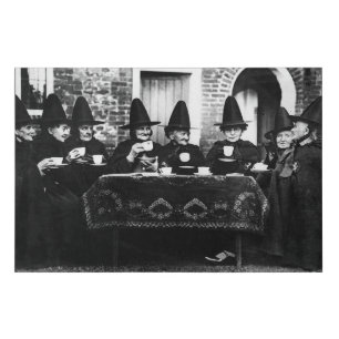 Welsh Witches Having Tea Crone Teatime Faux Canvas Print
