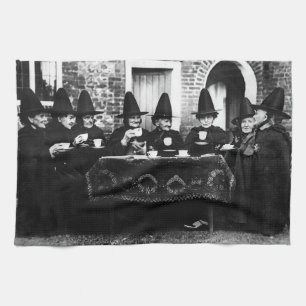 Welsh Witches Having Tea Crone Teatime Kitchen Towel