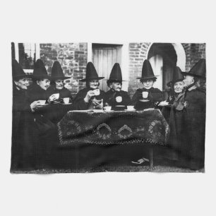 Welsh Witches Having Tea Crone Teatime Kitchen Towel