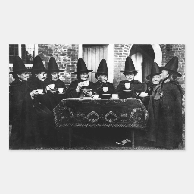 Welsh Witches Having Tea Crone Teatime   Rectangular Sticker (Front)