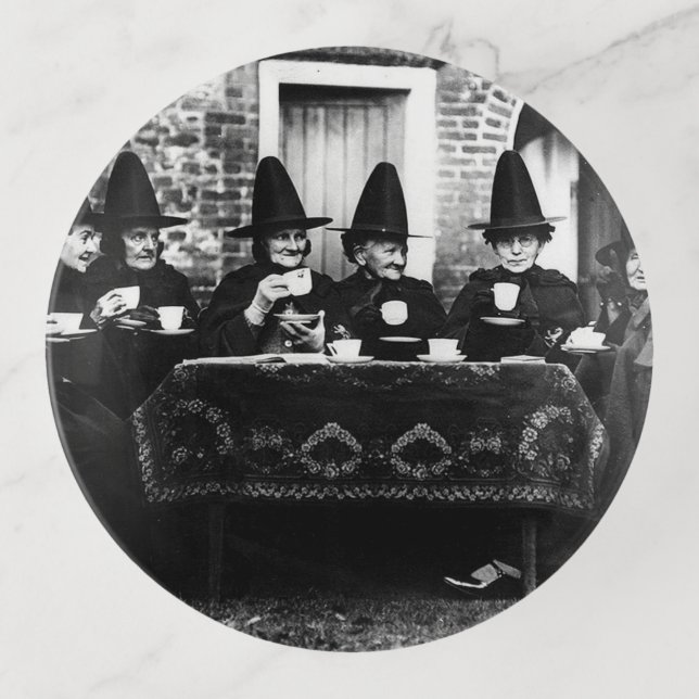 Welsh Witches Having Tea Crone Teatime   Trinket Tray (Front)