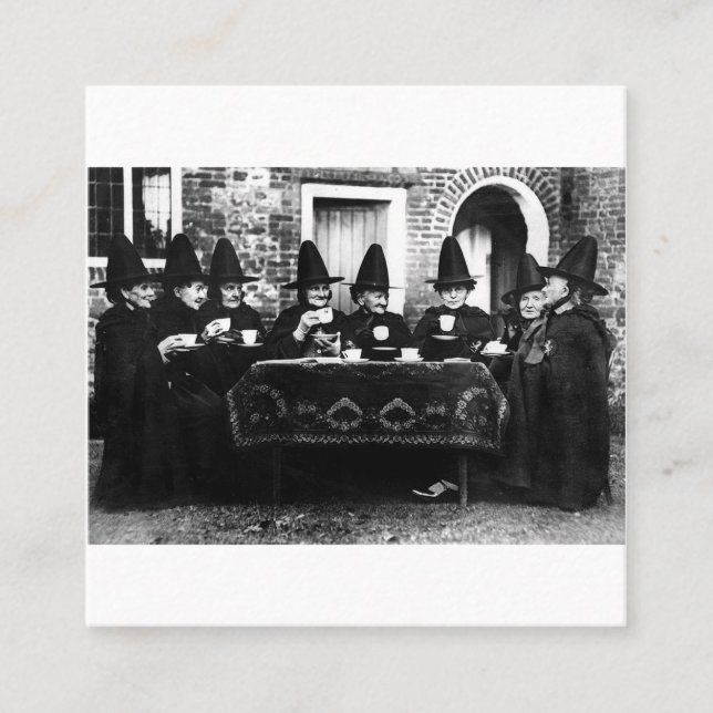 Welsh Witches - Tea Party Vintage Square Business Card (Front)