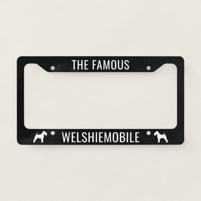 Welshiemobile Welsh Terrier Dog Silhouettes Custom License Plate Frame (Front)