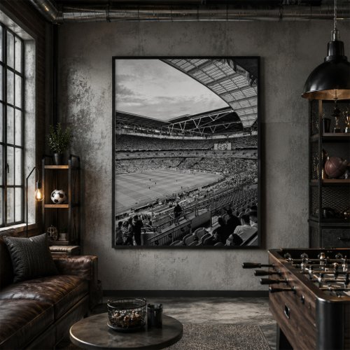 Wembley Stadium Soccer Arena Black and White Poster