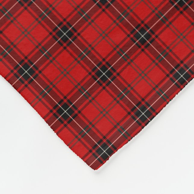 Wemyss Clan Red and Black Tartan Fleece Blanket (Corner)