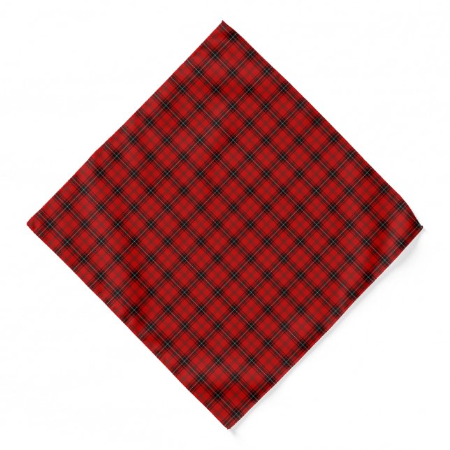 Wemyss Clan Tartan Red, Black and Green Plaid Bandana (Front)