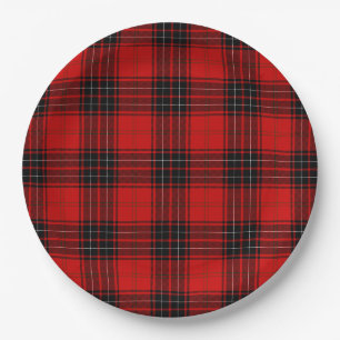 Wemyss tartan red black plaid paper plates