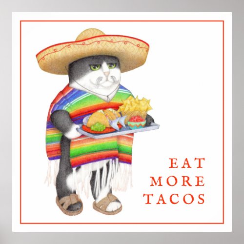 WENDELITO Eat More Tacos 12x12 Poster