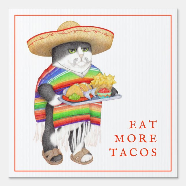 WENDELITO Eat More Tacos 12"x12" Yard Sign (Front)